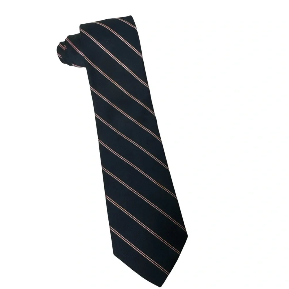 Etienne Aigner Navy Blue Pink Narrow Slanted Pinstripes Men’s Neck Tie 3” Skinny